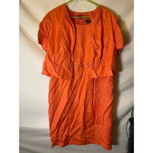 Jessica‎ Howard Womens Plus Size 1X 14W coral Jacket Dress Career Midi 2 piece